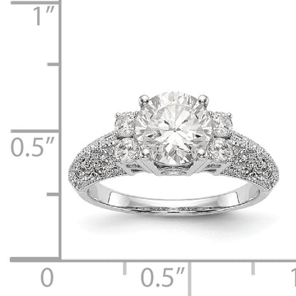 14K Weißgold Verlobungsring mit simulierten Diamanten