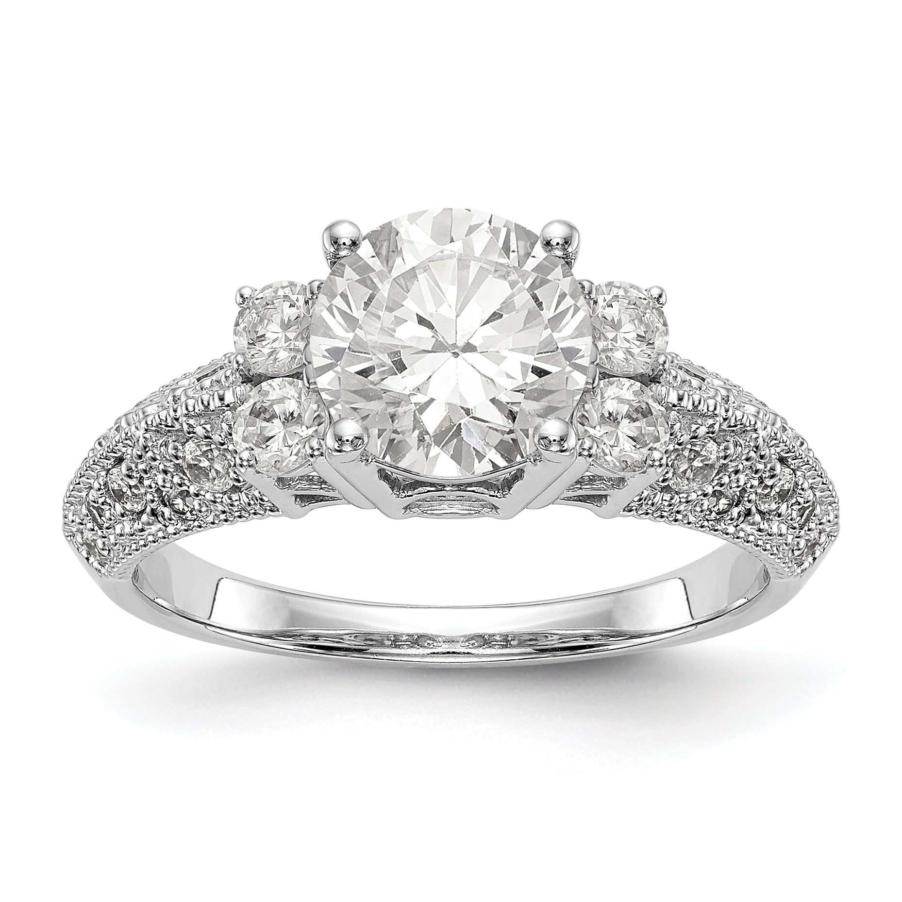 14K Weißgold Verlobungsring mit simulierten Diamanten
