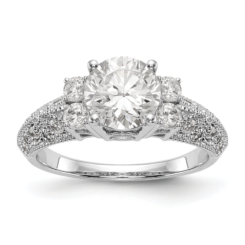 14K Weißgold Verlobungsring mit simulierten Diamanten