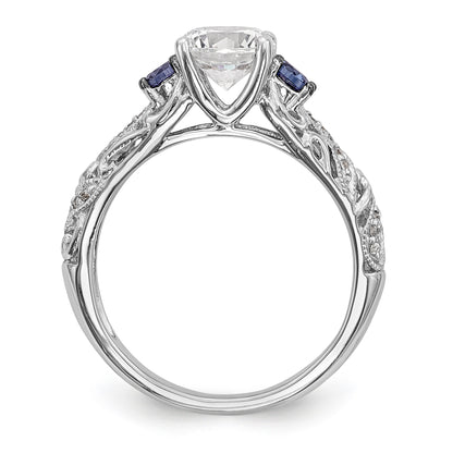 14K Weißgold Verlobungsring mit blauen und weißen simulierten Diamanten