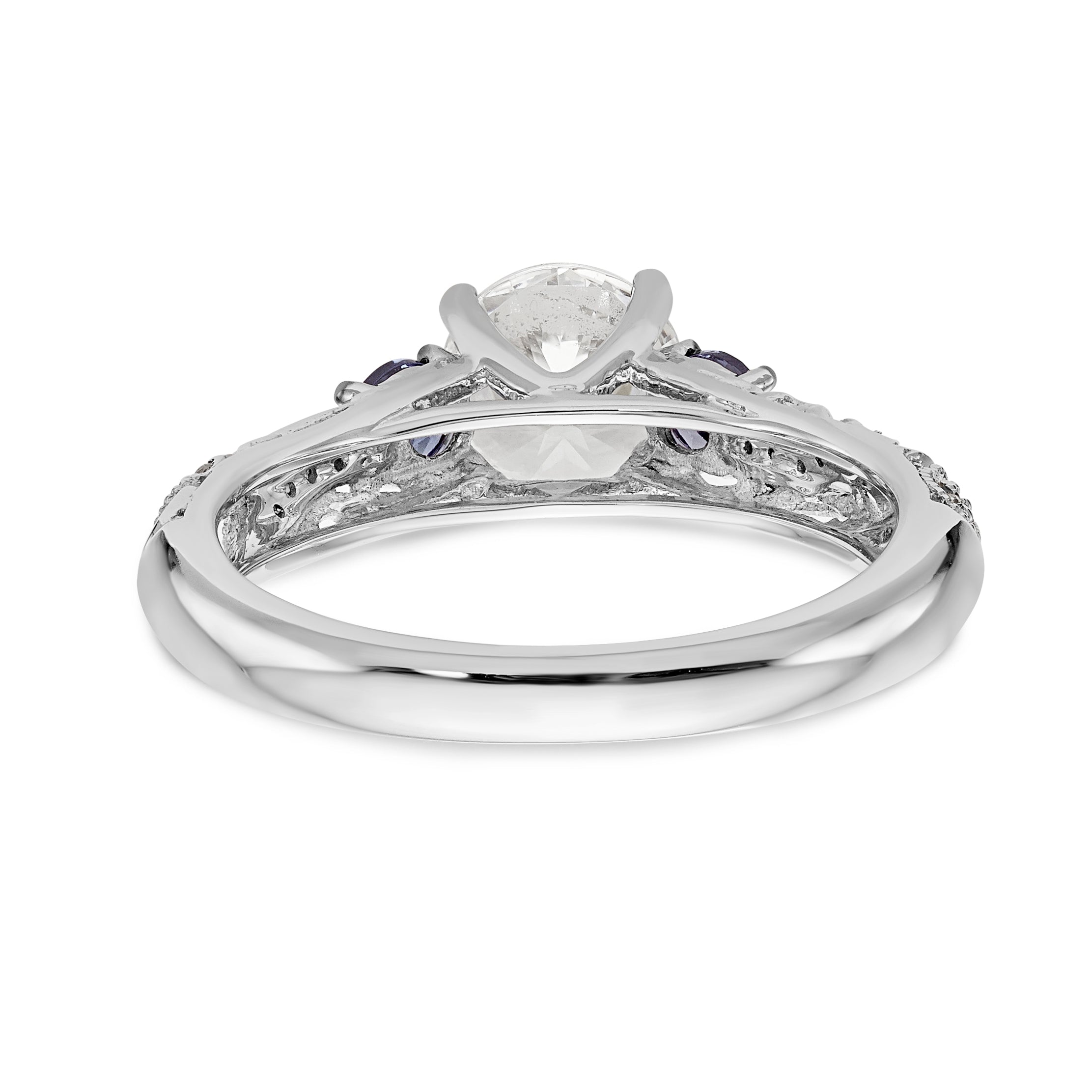 14K Weißgold Verlobungsring mit blauen und weißen simulierten Diamanten