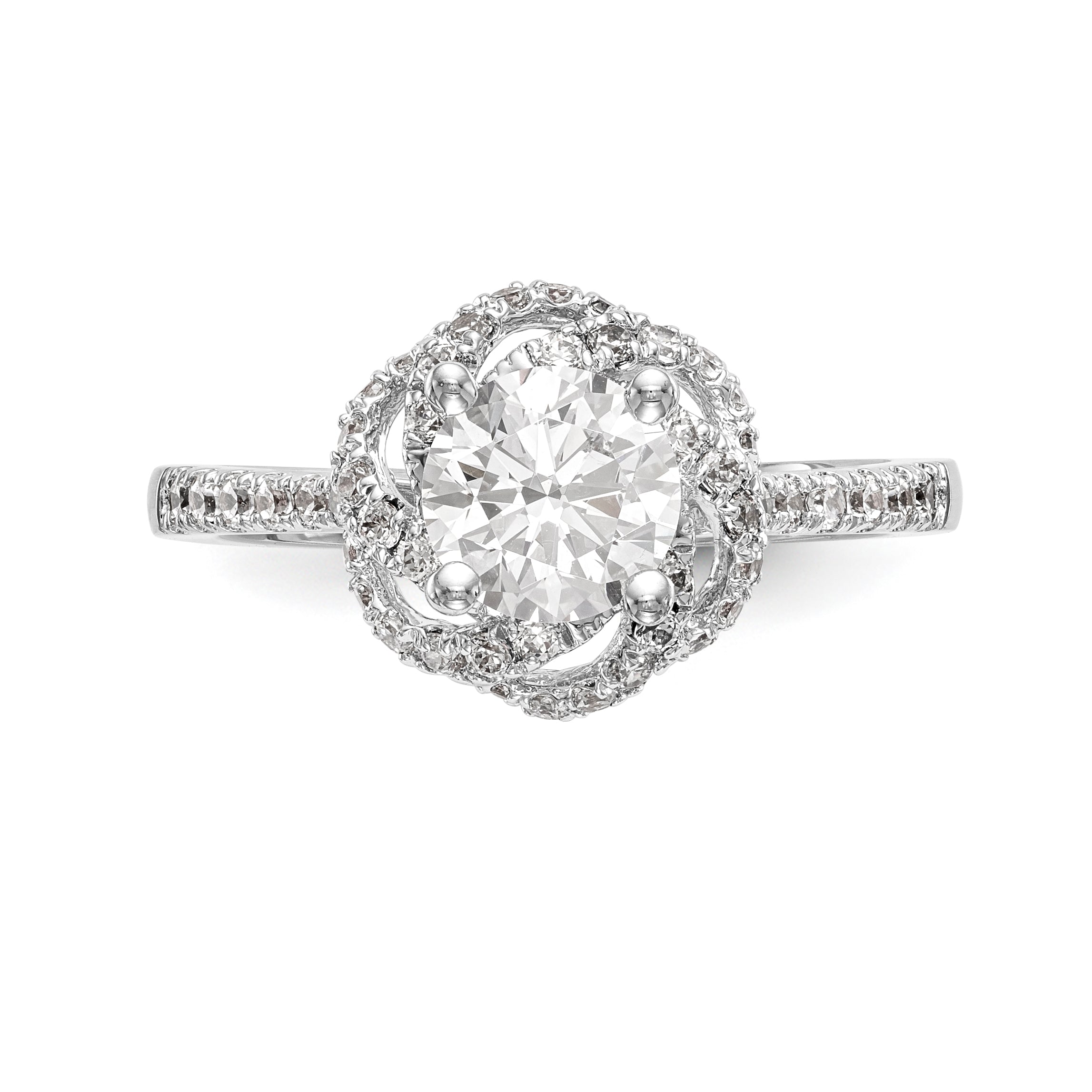 14K Weißgold Verlobungsring mit simuliertem Diamanten