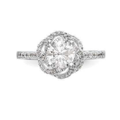 14K Weißgold Verlobungsring mit simuliertem Diamanten