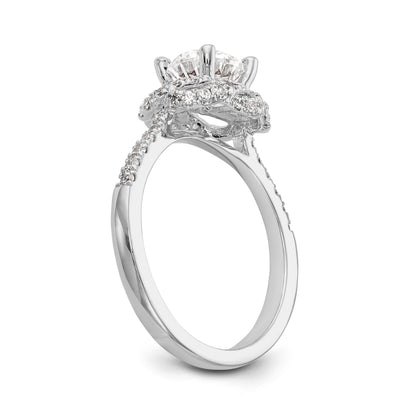 14K Weißgold Verlobungsring mit simulierten Diamanten