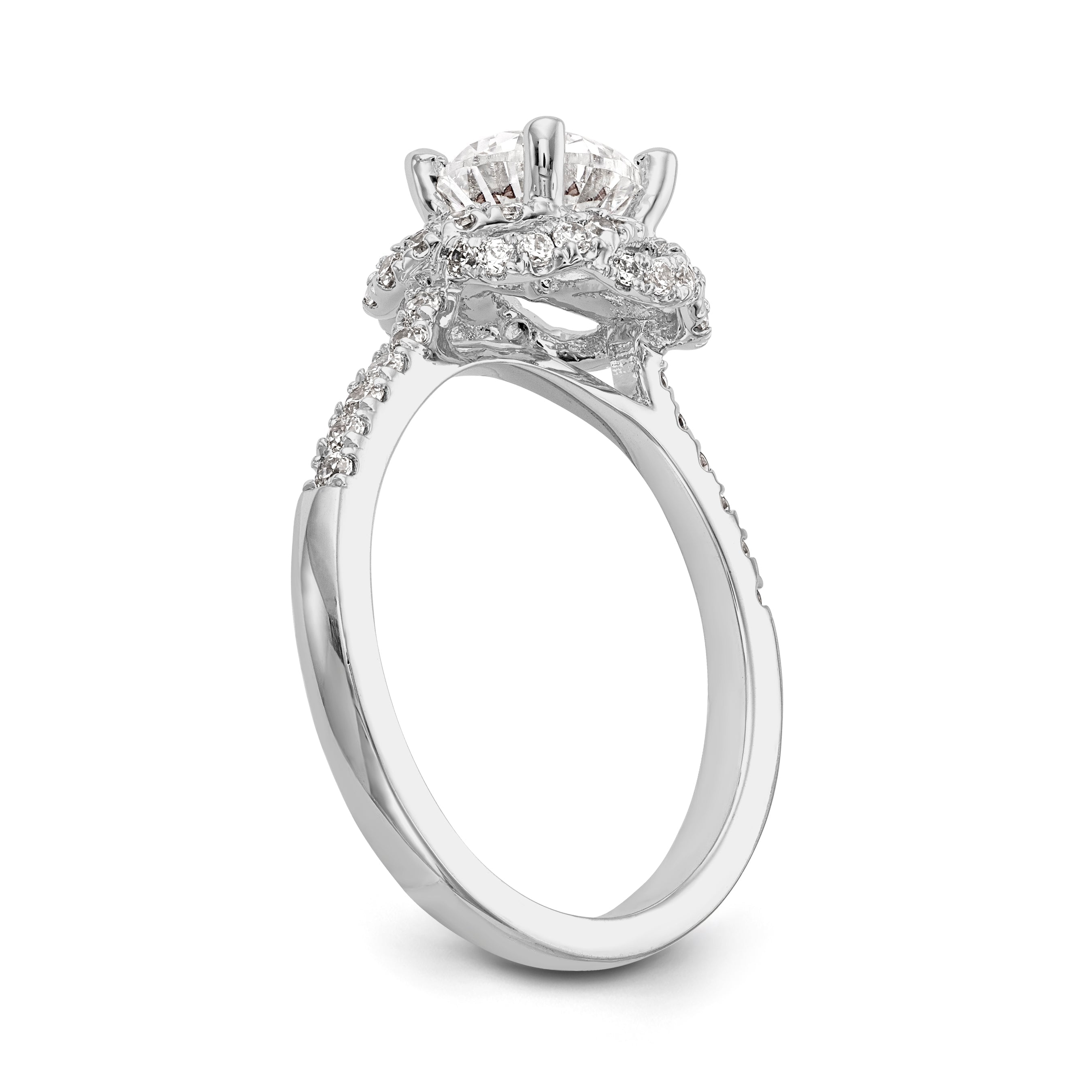 14K Weißgold Verlobungsring mit simulierten Diamanten