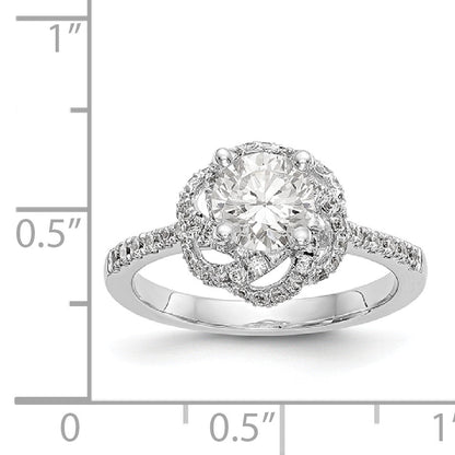 14K Weißgold Verlobungsring mit simulierten Diamanten