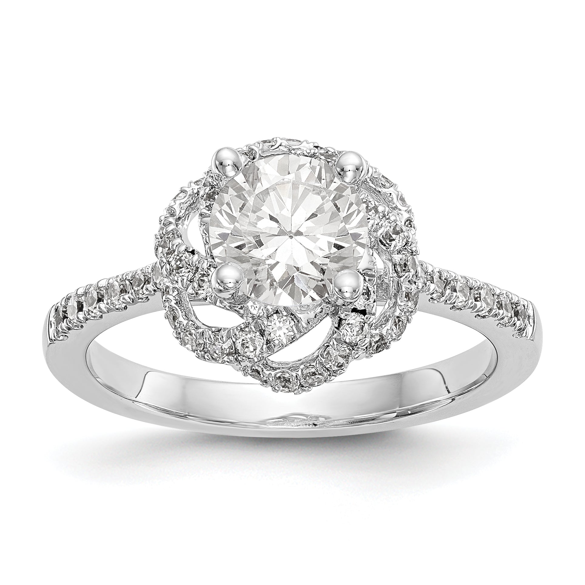 14K Weißgold Verlobungsring mit simuliertem Diamanten