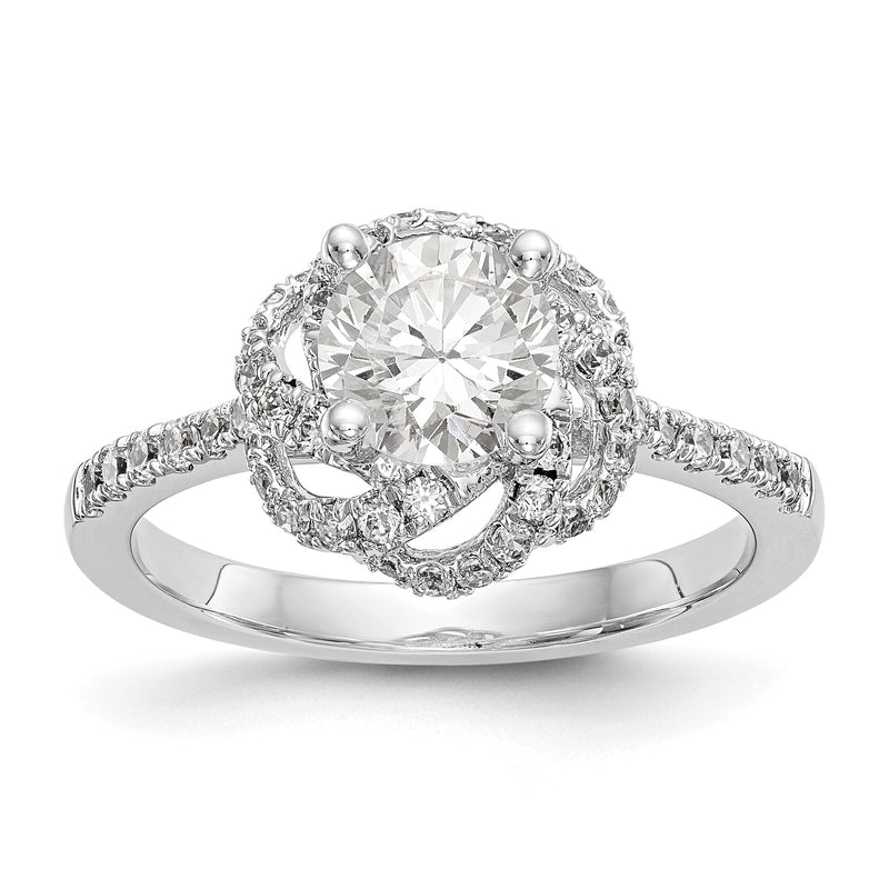 14K Weißgold Verlobungsring mit simuliertem Diamanten