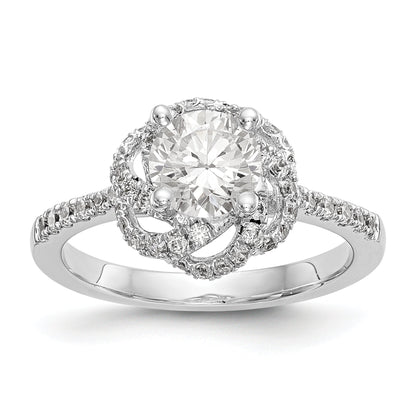 14K Weißgold Verlobungsring mit simulierten Diamanten