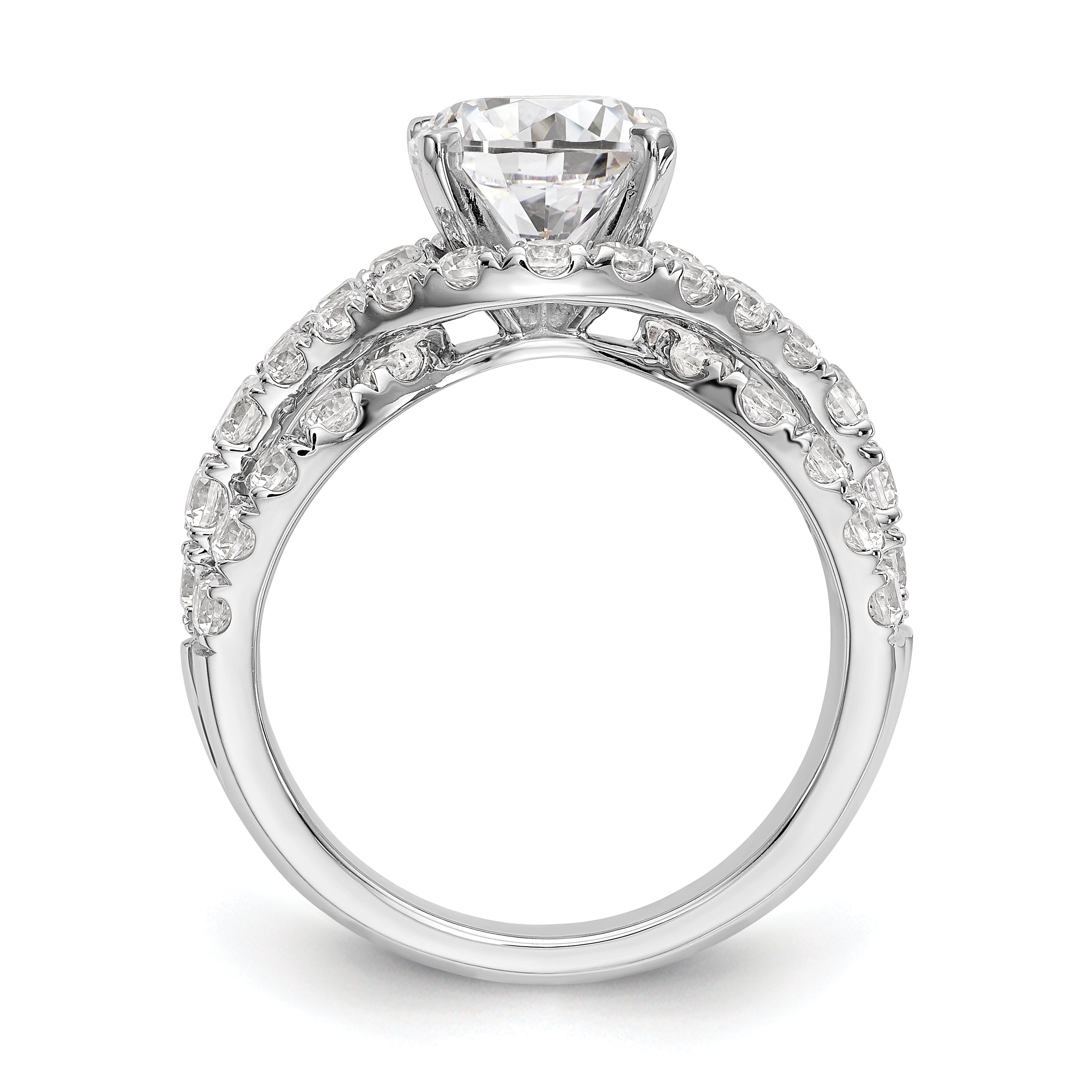 14K Weißgold Verlobungsring mit simulierten Diamanten
