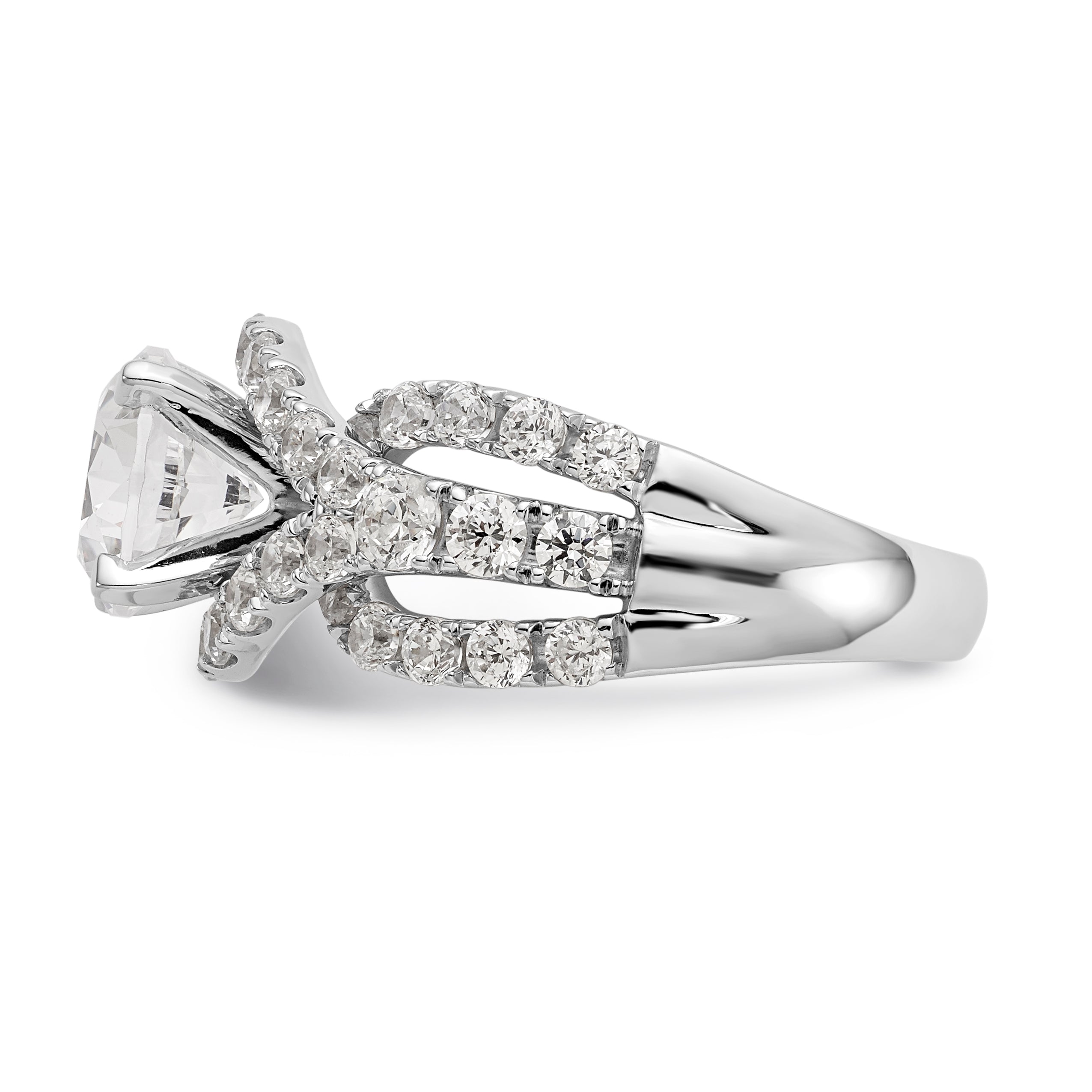 14K Weißgold Verlobungsring mit simulierten Diamanten