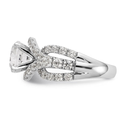 14K Weißgold Verlobungsring mit simulierten Diamanten