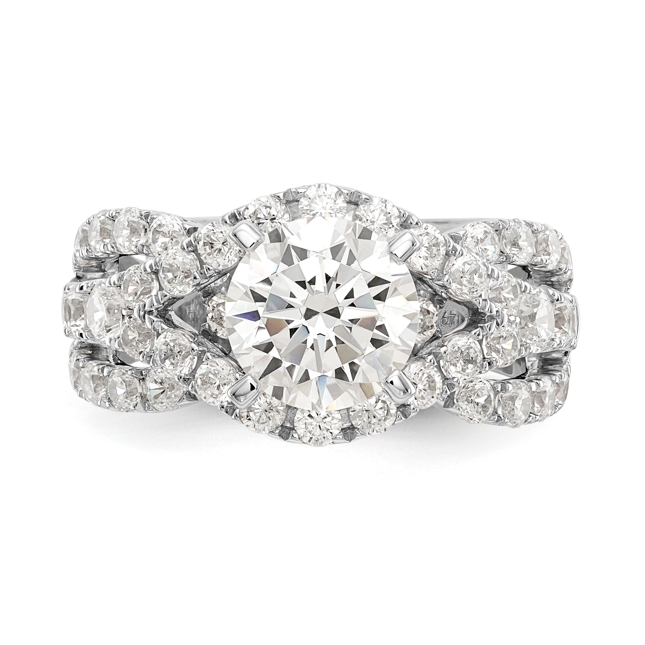 14K Weißgold Verlobungsring mit simulierten Diamanten