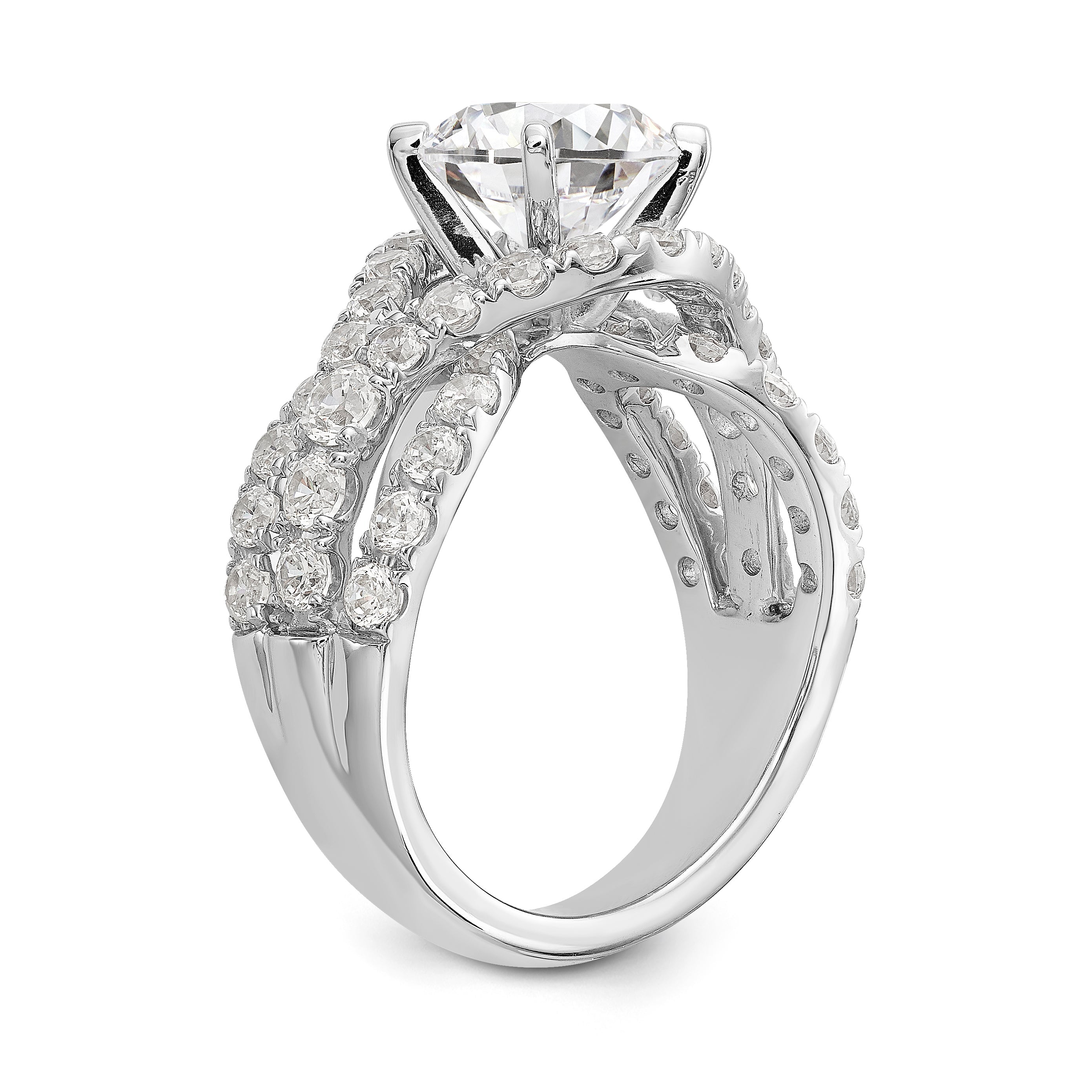 14K Weißgold Verlobungsring mit simulierten Diamanten