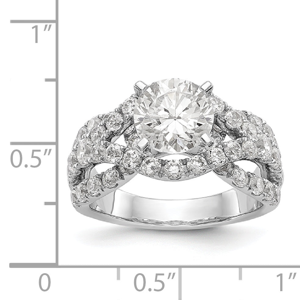 14K Weißgold Verlobungsring mit simulierten Diamanten