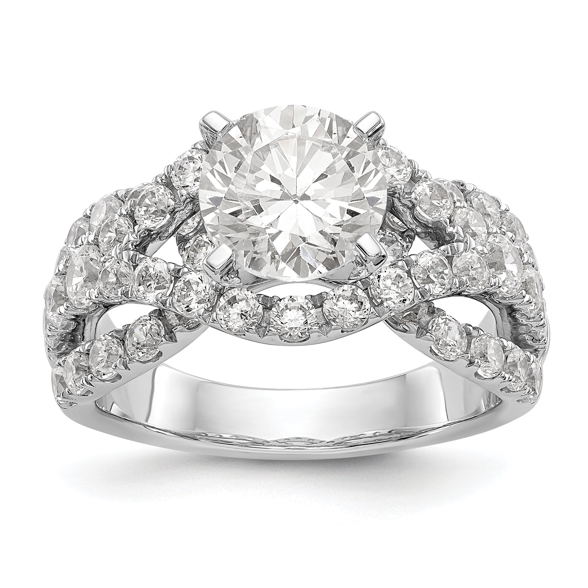 14K Weißgold Verlobungsring mit simulierten Diamanten