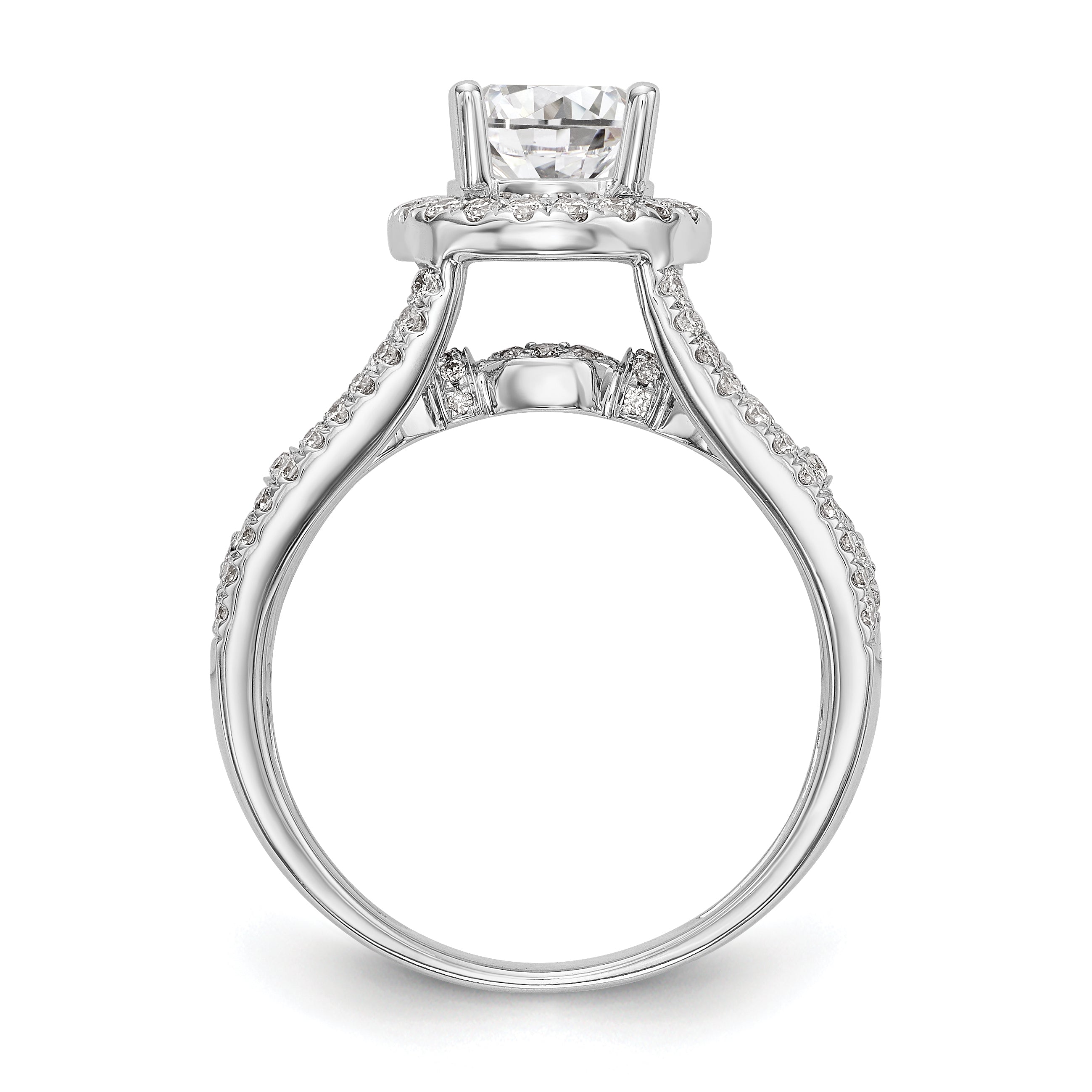 14K Weißgold Verlobungsring mit simulierten Diamanten
