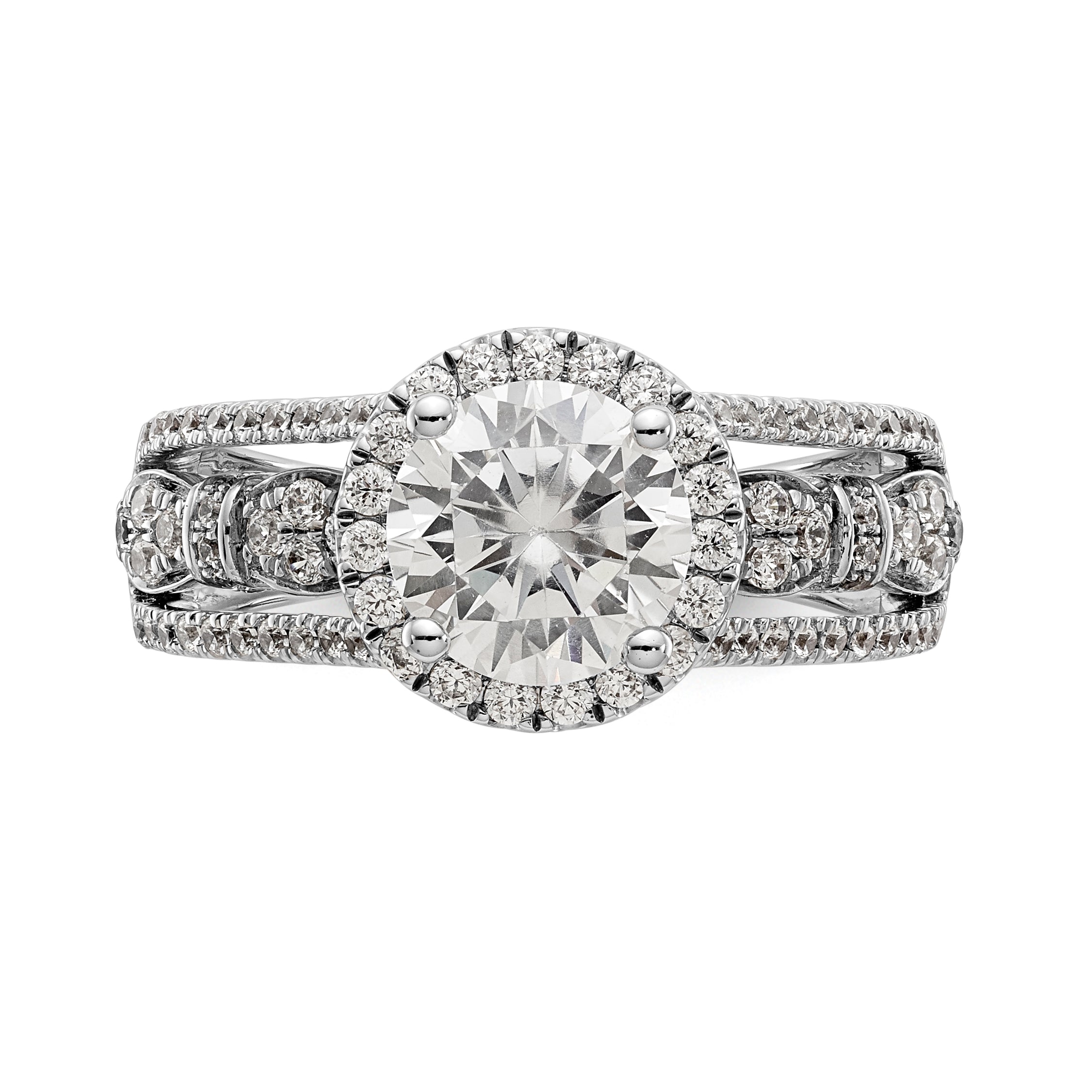 14K Weißgold Verlobungsring mit simulierten Diamanten