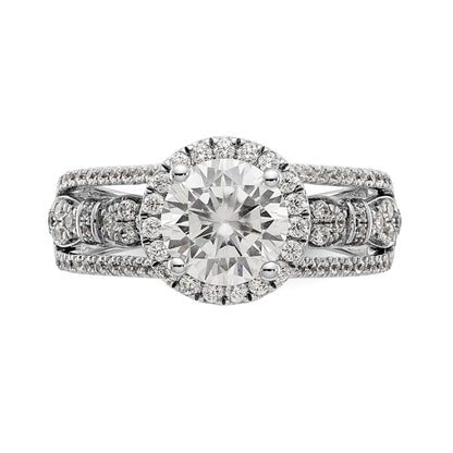 14K Weißgold Verlobungsring mit simulierten Diamanten