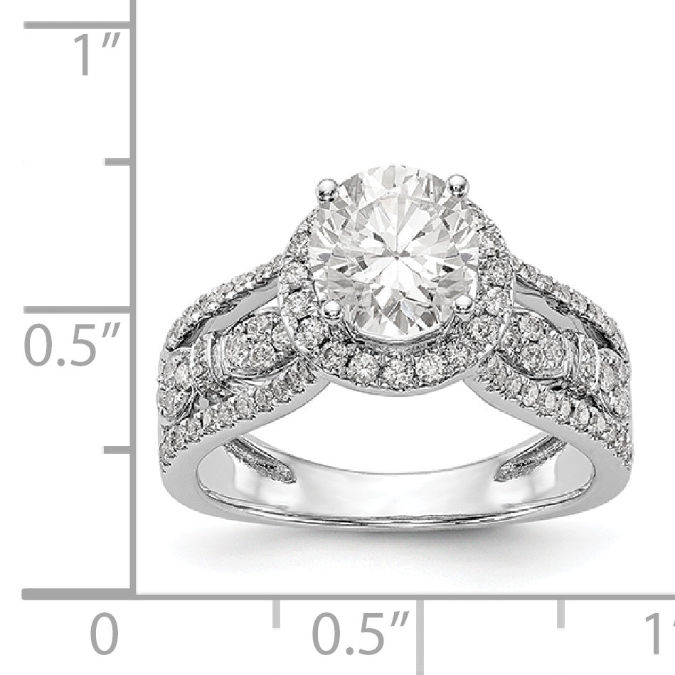 14K Weißgold Verlobungsring mit simulierten Diamanten