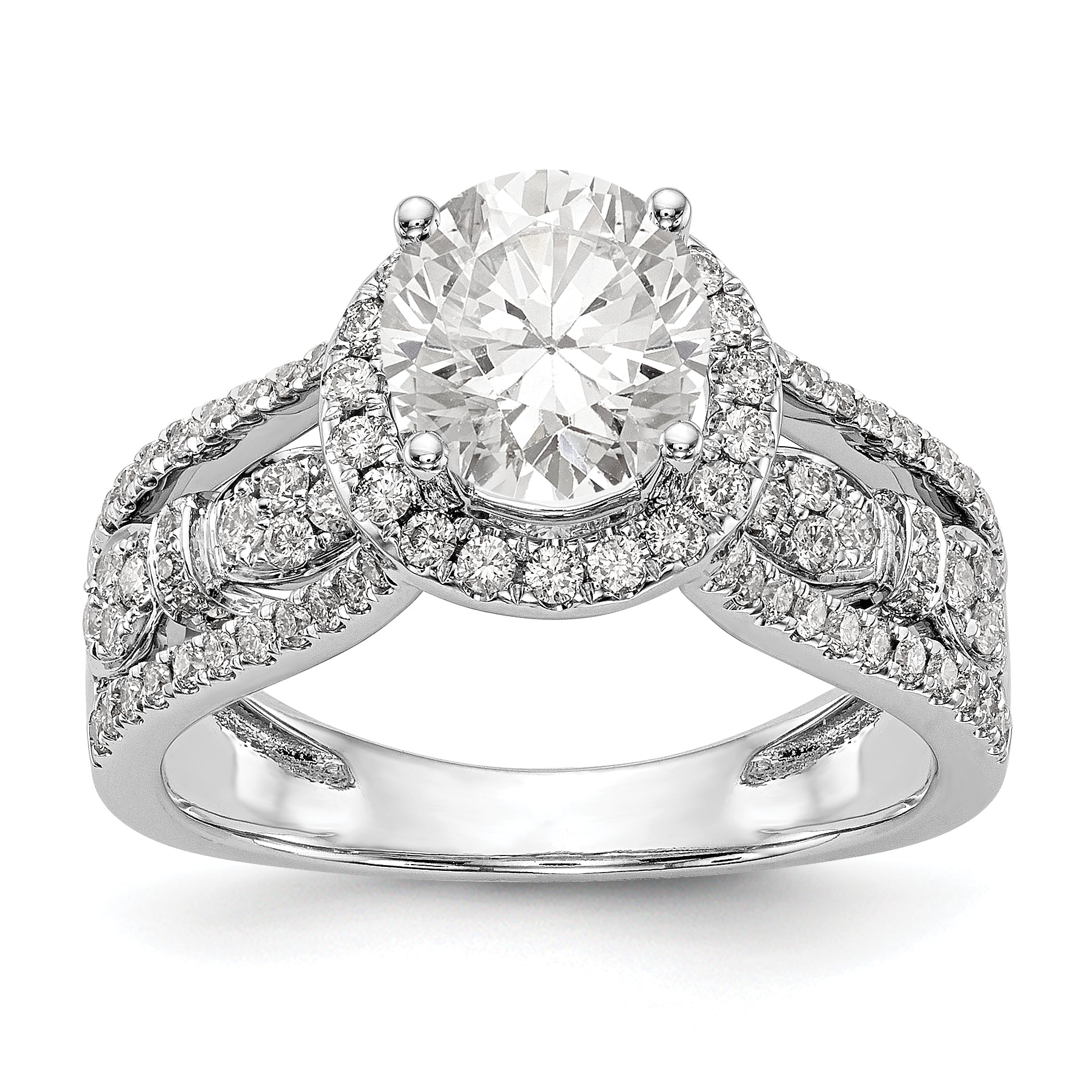 14K Weißgold Verlobungsring mit simulierten Diamanten