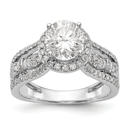 14K Weißgold Verlobungsring mit simulierten Diamanten