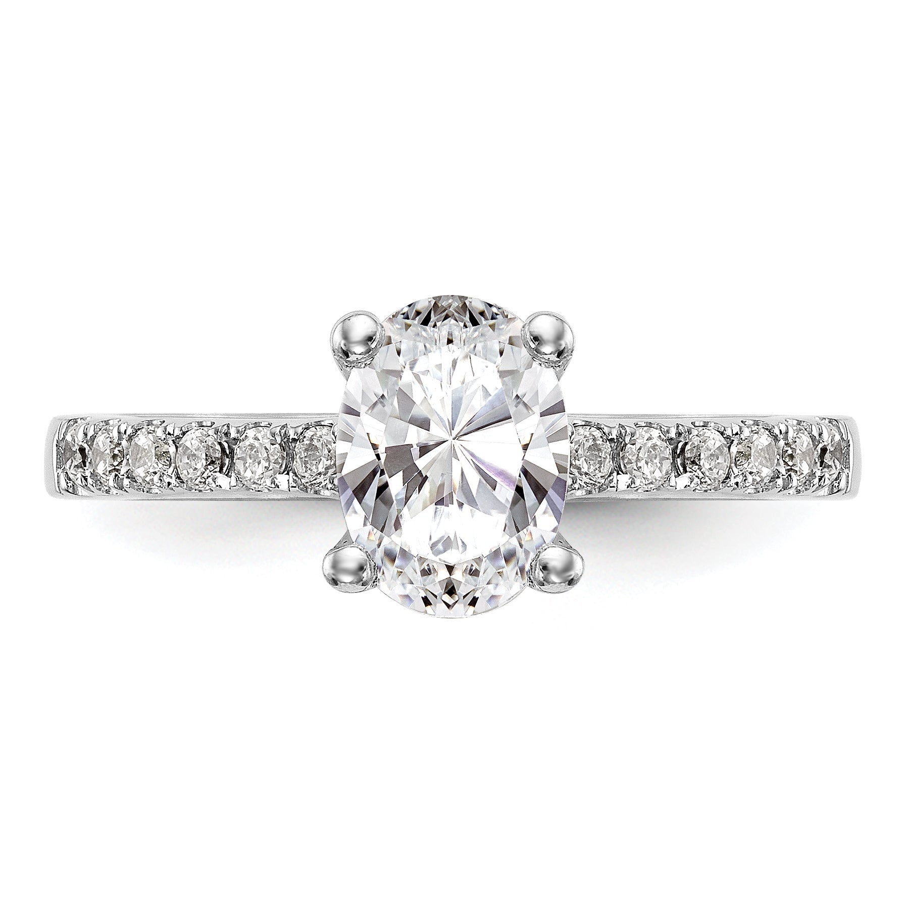 14K Weißgold Verlobungsring mit simuliertem Diamanten