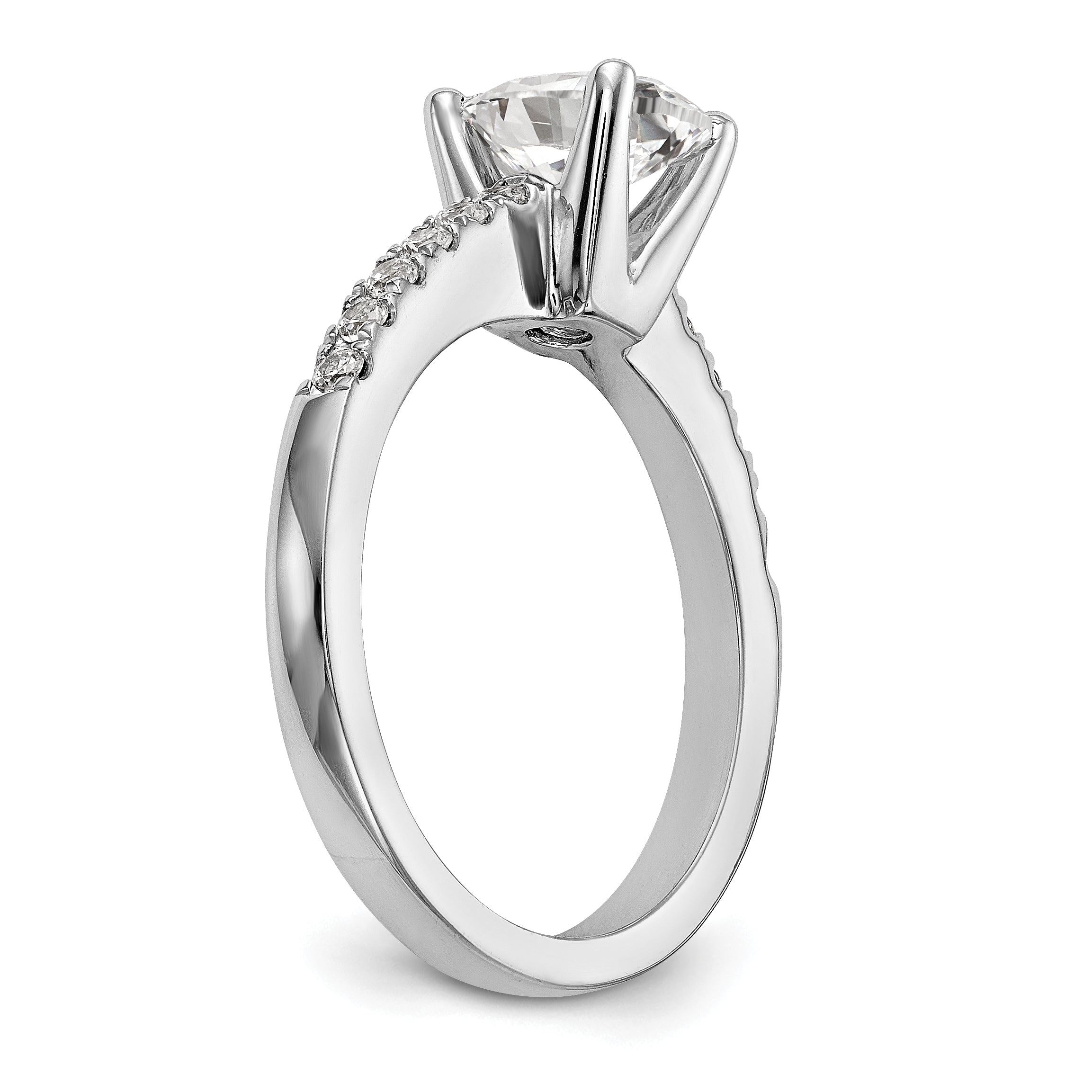 14K Weißgold Verlobungsring mit simulierten Diamanten