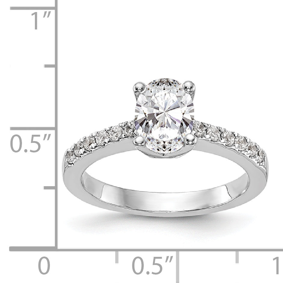 14K Weißgold Verlobungsring mit simulierten Diamanten