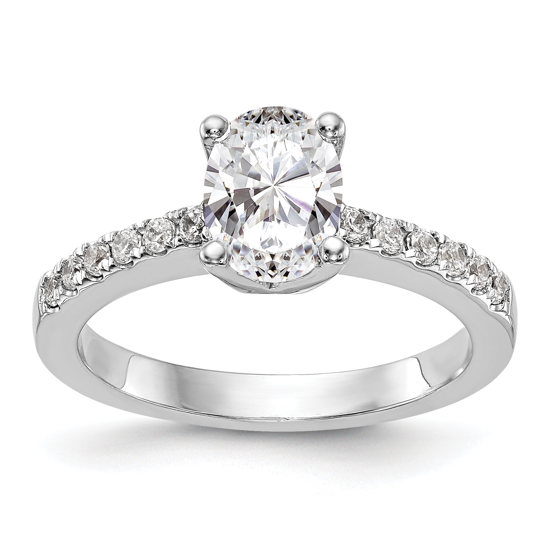14K Weißgold Verlobungsring mit simulierten Diamanten