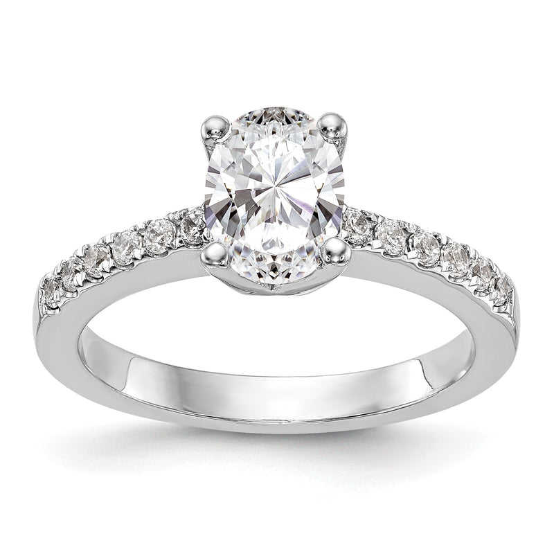 14K Weißgold Verlobungsring mit simulierten Diamanten