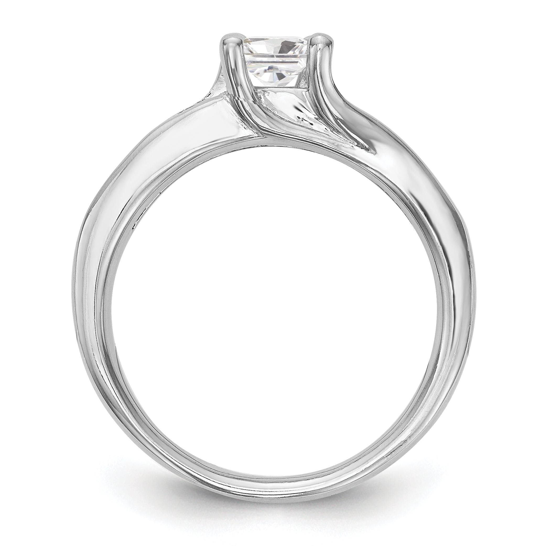 14K Weißgold Verlobungsring mit simulierten Diamanten