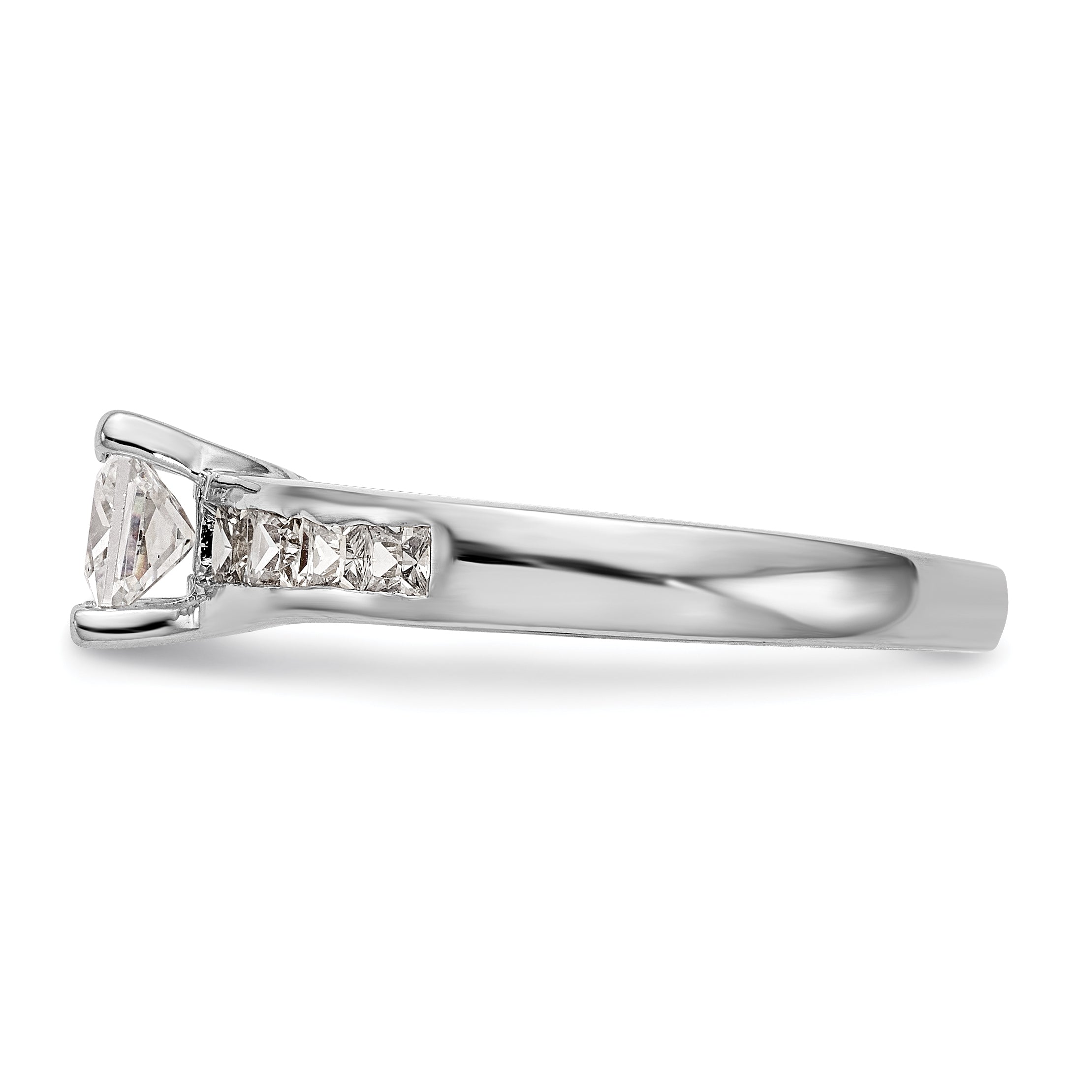 14K Weißgold Verlobungsring mit simulierten Diamanten
