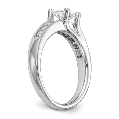 14K Weißgold Verlobungsring mit simuliertem Diamanten