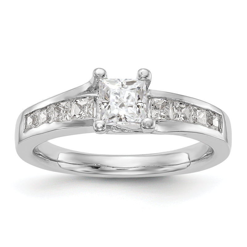 14K Weißgold Verlobungsring mit simulierten Diamanten
