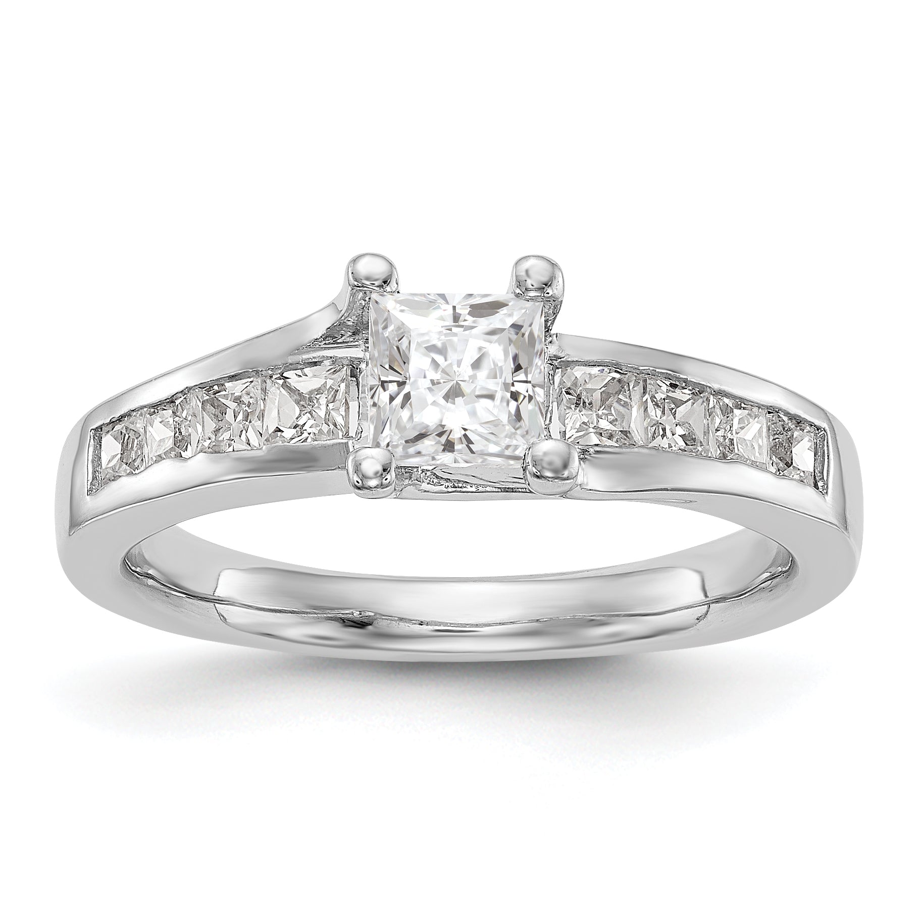 14K Weißgold Verlobungsring mit simuliertem Diamanten
