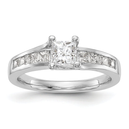 14K Weißgold Verlobungsring mit simuliertem Diamanten