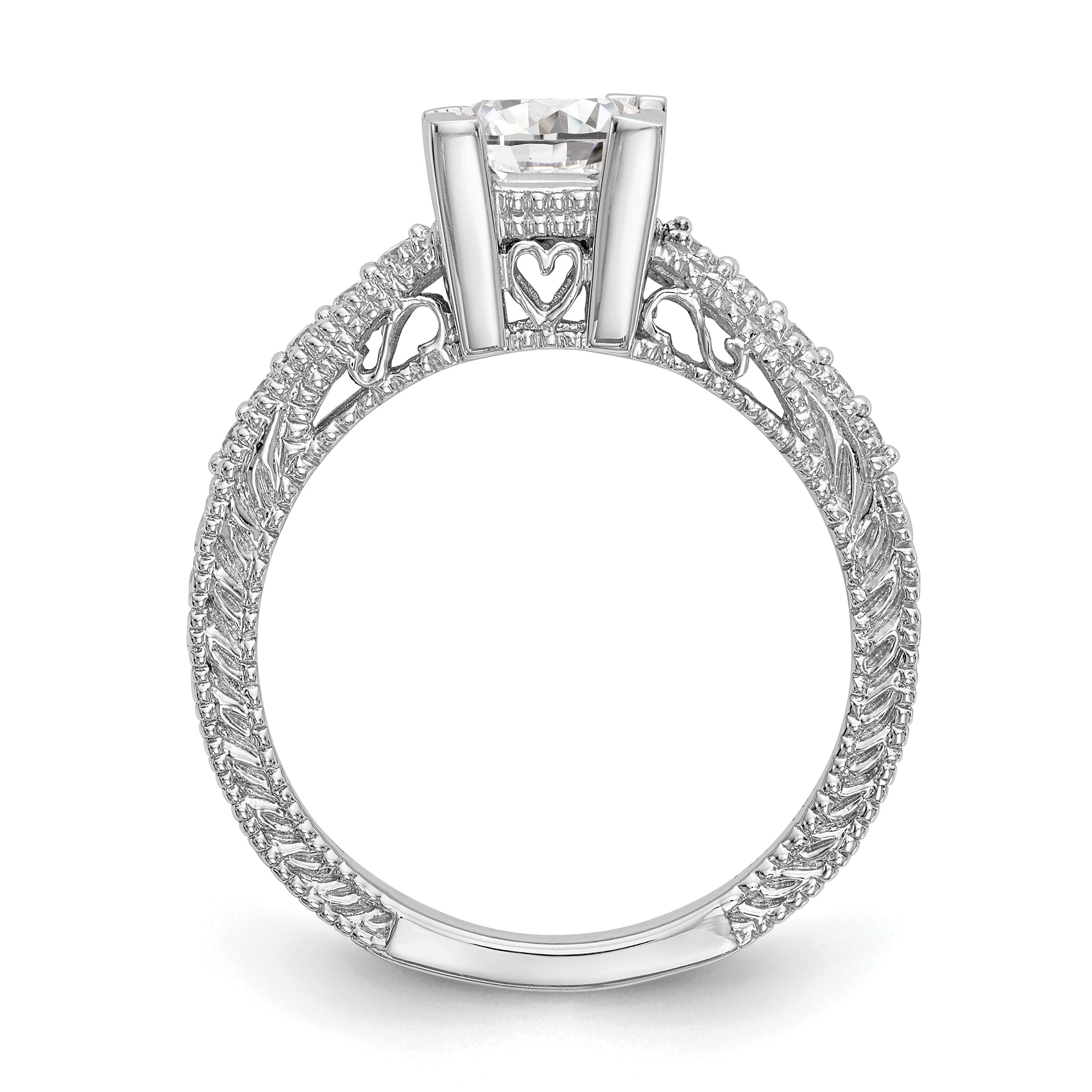 14K Weißgold Verlobungsring mit simulierten Diamanten