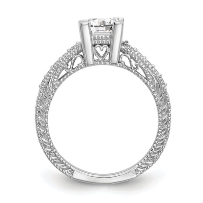 14K Weißgold Verlobungsring mit simulierten Diamanten