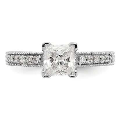 14K Weißgold Verlobungsring mit simulierten Diamanten