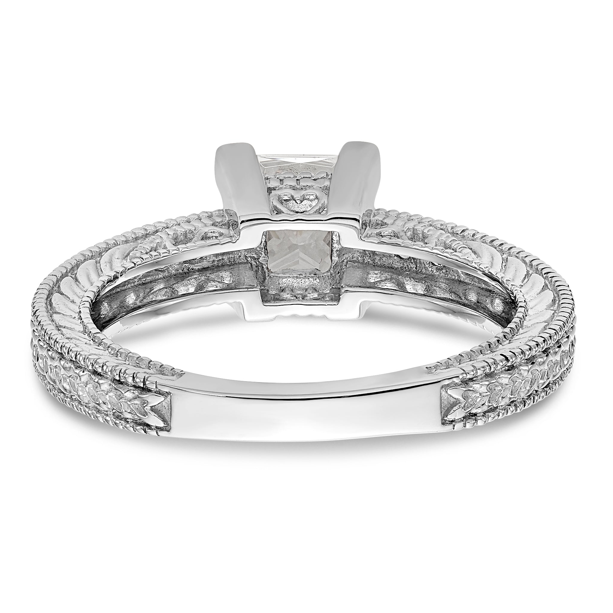 14K Weißgold Verlobungsring mit simulierten Diamanten