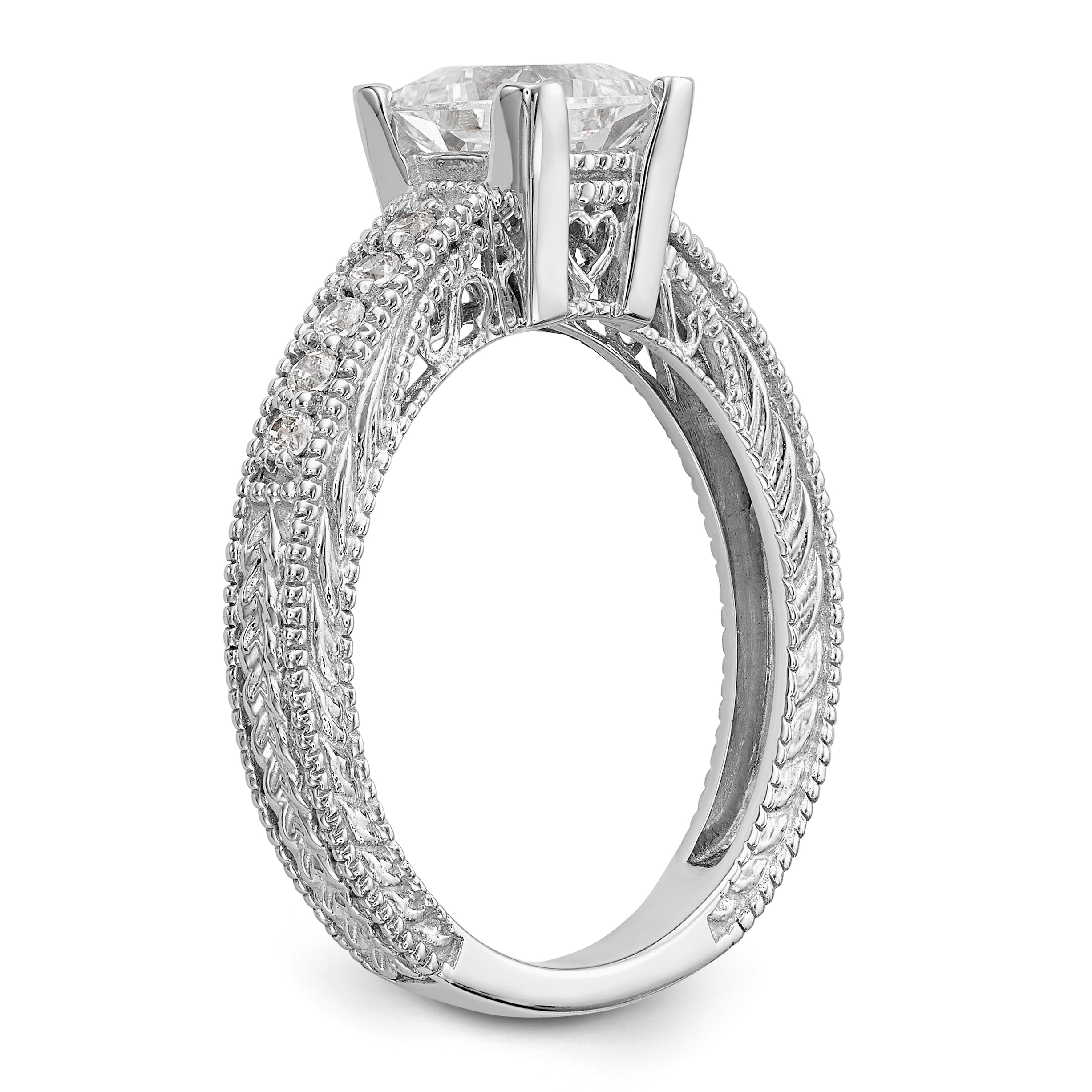 14K Weißgold Verlobungsring mit simulierten Diamanten