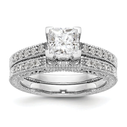 14K Weißgold Verlobungsring mit simulierten Diamanten