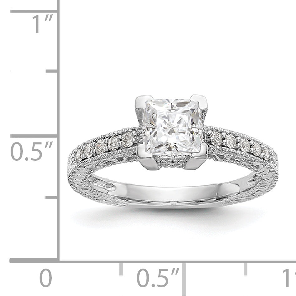 14K Weißgold Verlobungsring mit simulierten Diamanten