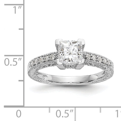 14K Weißgold Verlobungsring mit simulierten Diamanten
