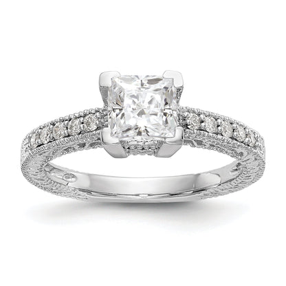 14K Weißgold Verlobungsring mit simulierten Diamanten