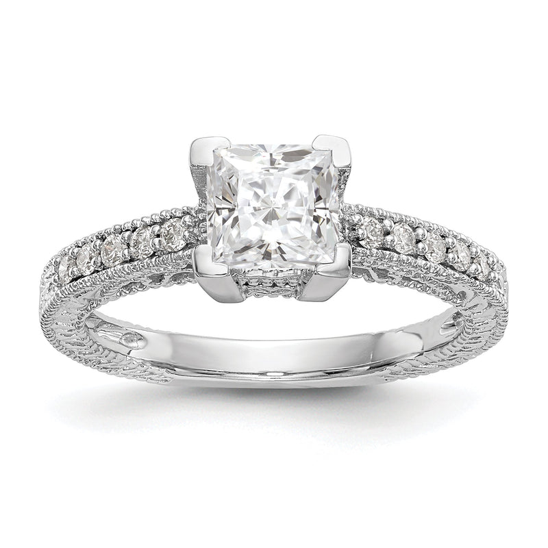 14K Weißgold Verlobungsring mit simulierten Diamanten