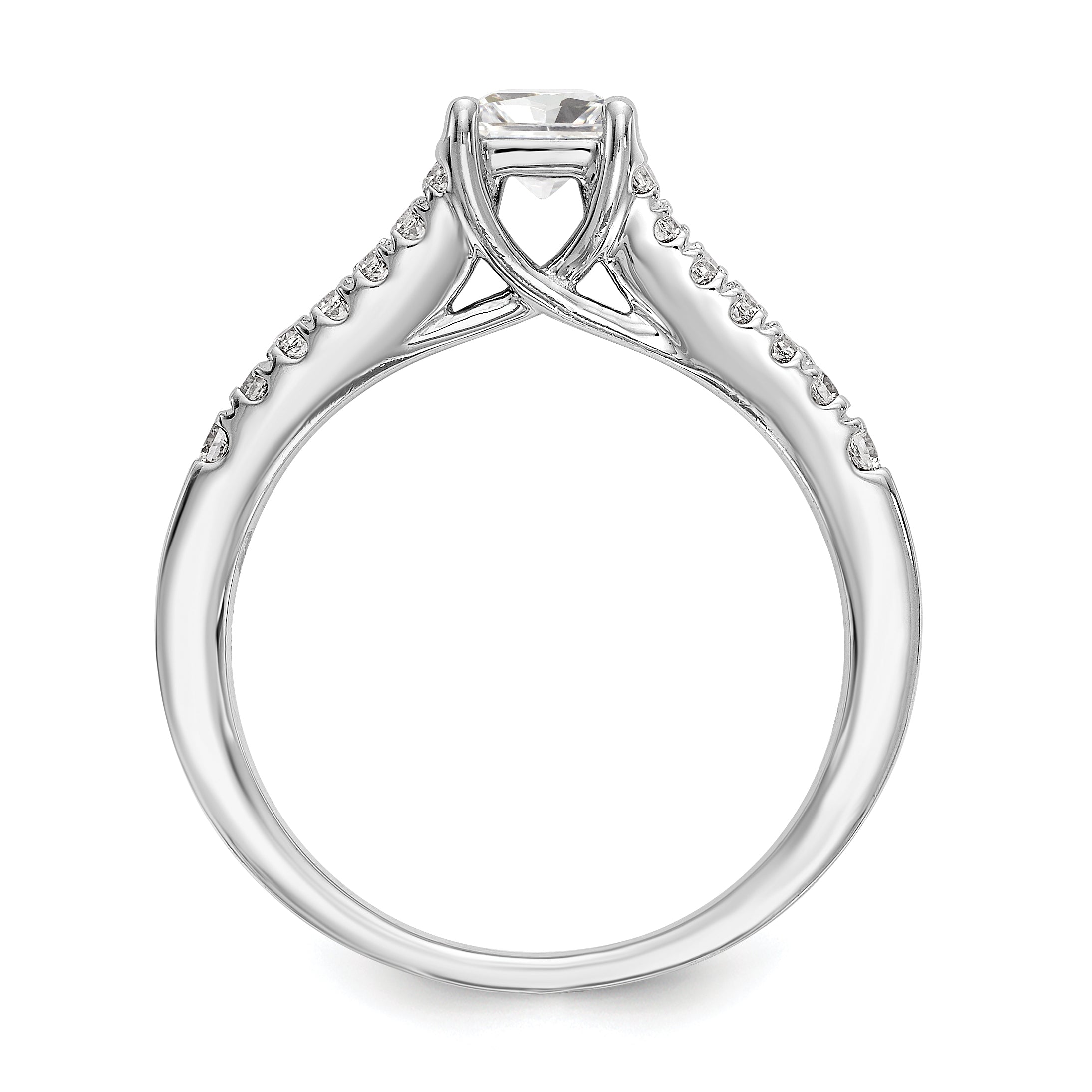 14K Weißgold Verlobungsring mit simulierten Diamanten