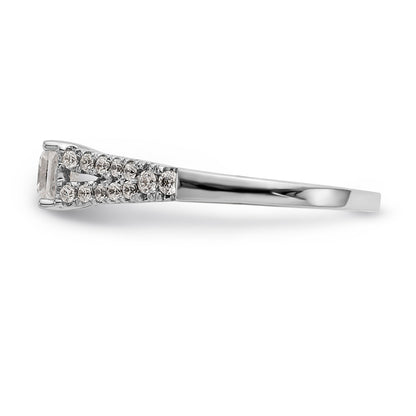 14K Weißgold Verlobungsring mit simulierten Diamanten