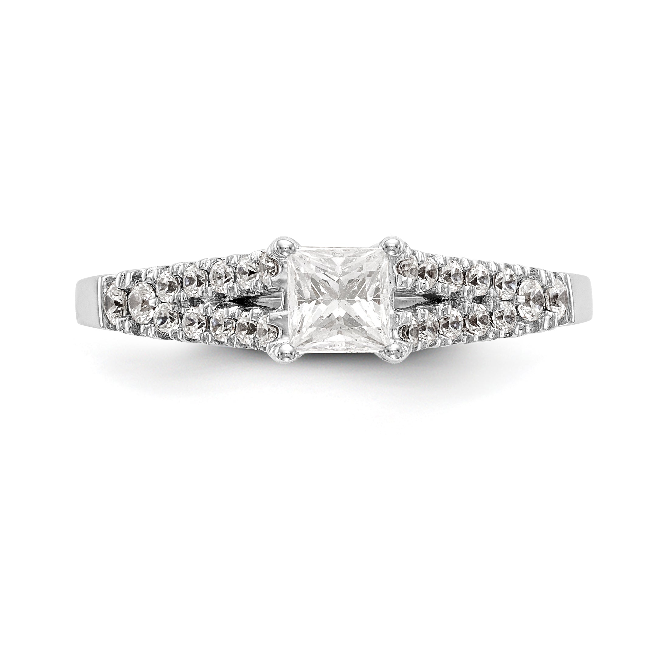14K Weißgold Verlobungsring mit simulierten Diamanten